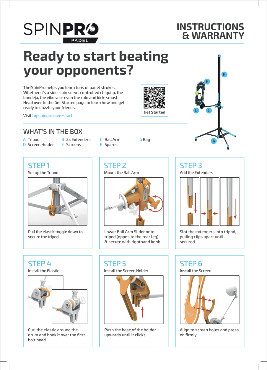 SpinPro for Padel Usage Instructions PDF